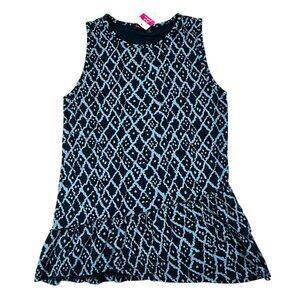 Fresh Produce Fiona Tank  w/Ruffle Hem - Black/Light Blue - Size XS - NWT